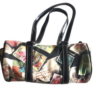 HP. LIZ CLAIBORNE Vintage Postcard Mirror Retro Mini Handbag Purse